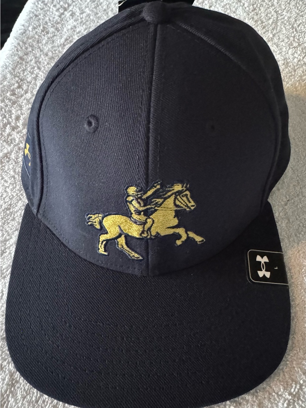 Notre Dame Under Armour Navy and Gold Embroidered Horseman Baseball Cap size L